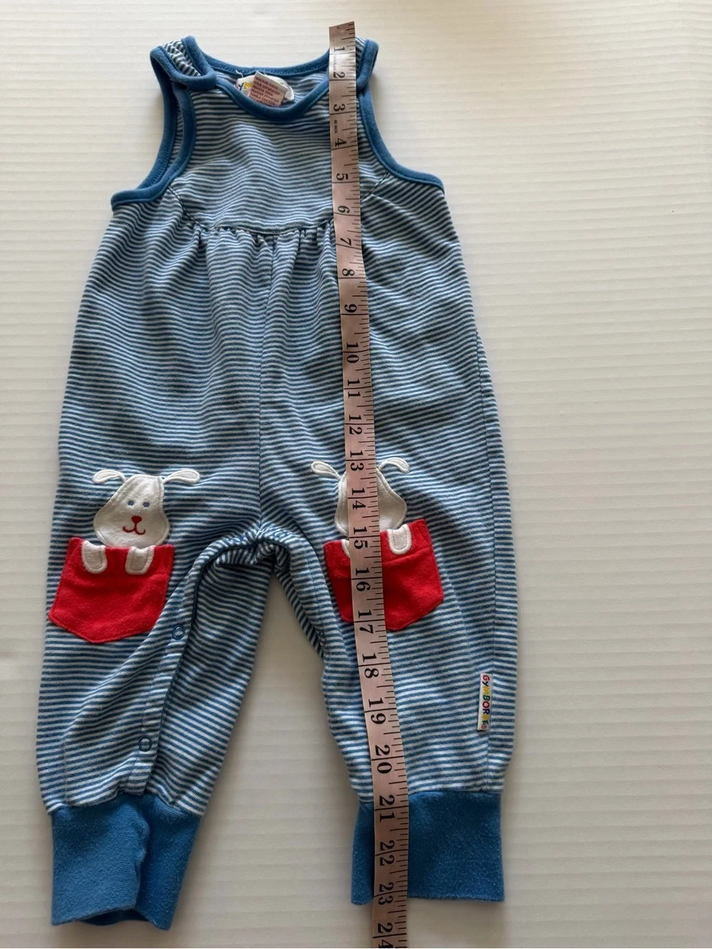 Vintage Gymboree Striped Romper with Dog Pockets